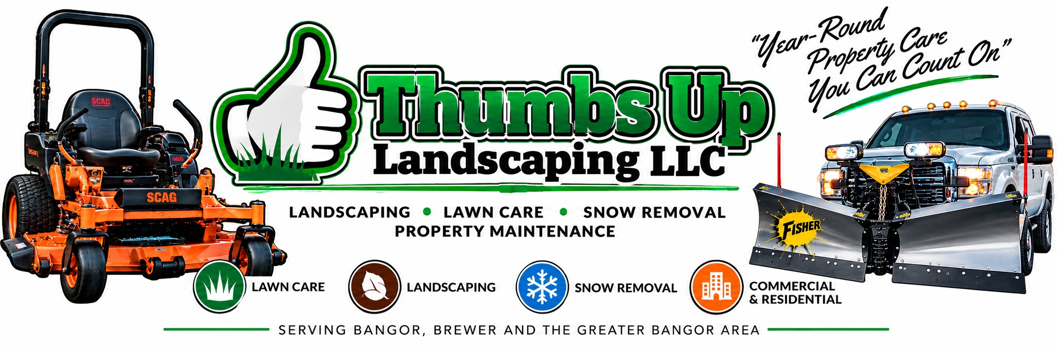 Thumbs Up Landscaping LLC - snow plowing, lawn care, landscaping and property maintenance in Bangor and Brewer, Maine